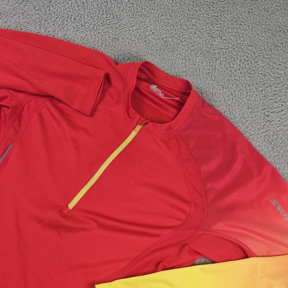 Salomon Pullover Mens Large‎ Red ACTI LITE 1/4 Zip Running Long Sleeve Top